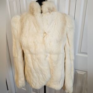 Elegant Cream Real Rabbit  Fur Jacket. Wmns Medium.
